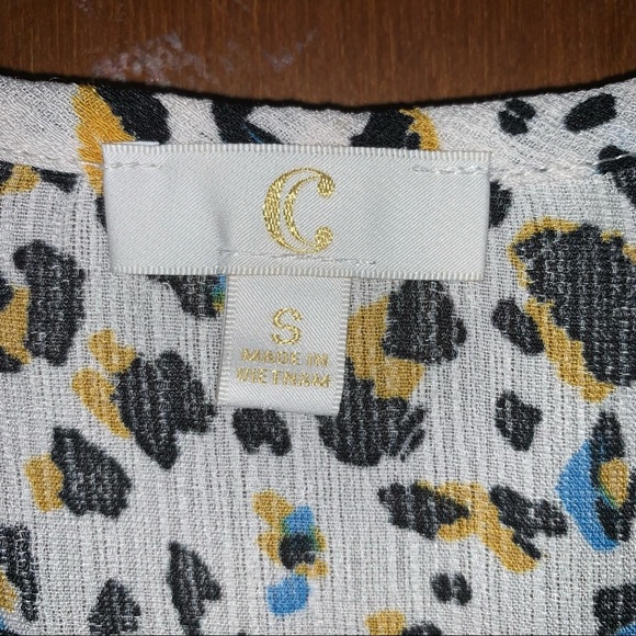 Women’s S CHARMING CHARLIE Multicolored Cheetah Print S/S Twist Career Shirt NEW - Picture 9 of 10